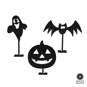 Rusted Orange Craftworks Co. Seasonal & Holiday Decorations Large Pumpkin Variety Pack / Raw Steel (can rust) Stand Up Halloween Figures - Tabletop Halloween Variety Decor for Home