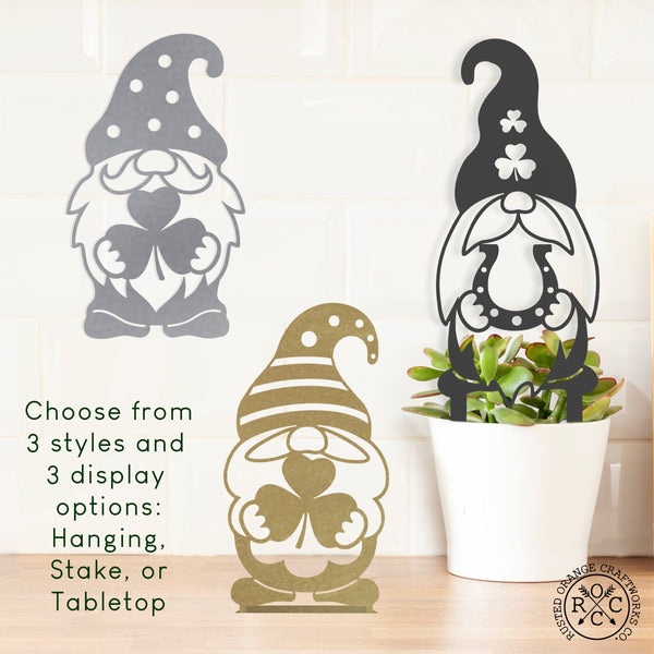 Rusted Orange Craftworks Co. Seasonal & Holiday Decorations Lucky Gnome Silhouette Trio - Tabletop, Hanging, Yard Stake