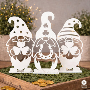 Rusted Orange Craftworks Co. Seasonal & Holiday Decorations Lucky Gnome Silhouette Trio - Tabletop, Hanging, Yard Stake