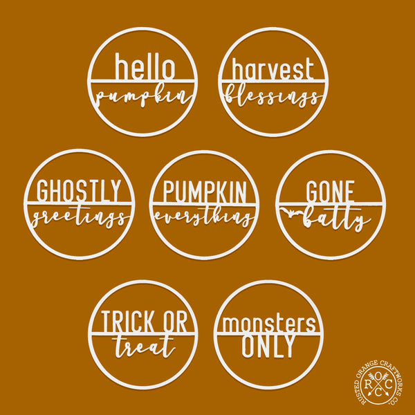 Rusted Orange Craftworks Co. Seasonal & Holiday Decorations Minimalist Fall Greetings - 7 Styles - Front Door Hanging Decorations