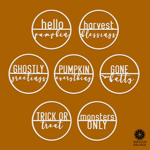 Rusted Orange Craftworks Co. Seasonal & Holiday Decorations Minimalist Fall Greetings - 7 Styles - Front Door Hanging Decorations