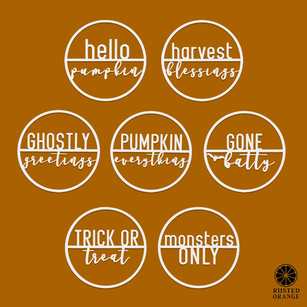 Rusted Orange Craftworks Co. Seasonal & Holiday Decorations Minimalist Fall Greetings - 7 Styles - Front Door Hanging Decorations