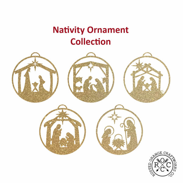 Rusted Orange Craftworks Co. Seasonal & Holiday Decorations Nativity Ornaments - 5 pack - Metal Christmas Tree Ornaments