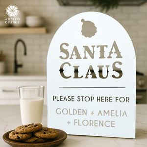 Rusted Orange Craftworks Co. Seasonal & Holiday Decorations Santa Claus Personalized Christmas Stop Sign – Tabletop or Hanging