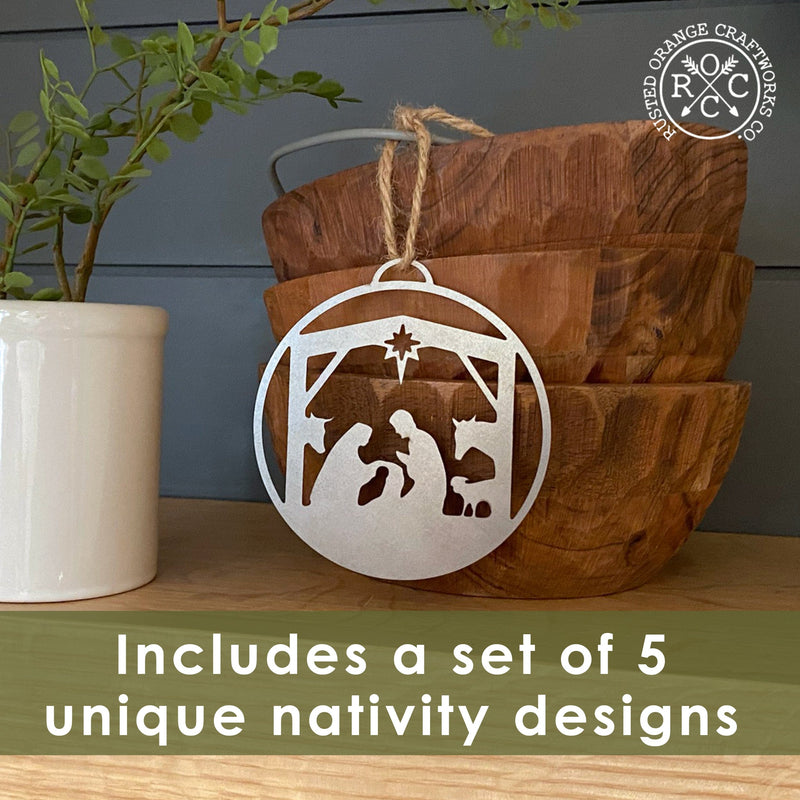 Rusted Orange Craftworks Co. Seasonal & Holiday Decorations Special Offer Nativity Ornaments - 5 pack - Metal Christmas Tree Ornaments