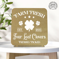 Rusted Orange Craftworks Co. Seasonal & Holiday Decorations Vintage Farm Fresh Four Leaf Clovers Metal Sign - Established 1893