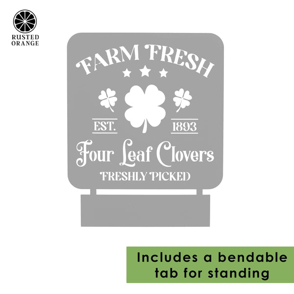 Rusted Orange Craftworks Co. Seasonal & Holiday Decorations Vintage Farm Fresh Four Leaf Clovers Metal Sign - Established 1893