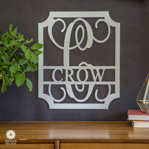 Rusted Orange Craftworks Co. Special Offer Embellished Monogram Metal Sign – Custom Last Name Wall Decor | Wedding Gift | Family Name Sign | Housewarming Gift