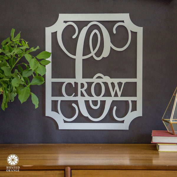 Rusted Orange Craftworks Co. Special Offer Embellished Monogram Metal Sign – Custom Last Name Wall Decor | Wedding Gift | Family Name Sign | Housewarming Gift
