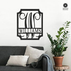 Rusted Orange Craftworks Co. Special Offer Embellished Monogram Metal Sign – Custom Last Name Wall Decor | Wedding Gift | Family Name Sign | Housewarming Gift