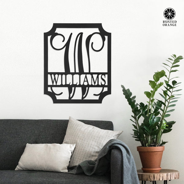 Rusted Orange Craftworks Co. Special Offer Embellished Monogram Metal Sign – Custom Last Name Wall Decor | Wedding Gift | Family Name Sign | Housewarming Gift