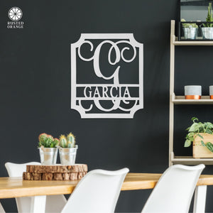 Rusted Orange Craftworks Co. Special Offer Embellished Monogram Metal Sign – Custom Last Name Wall Decor | Wedding Gift | Family Name Sign | Housewarming Gift