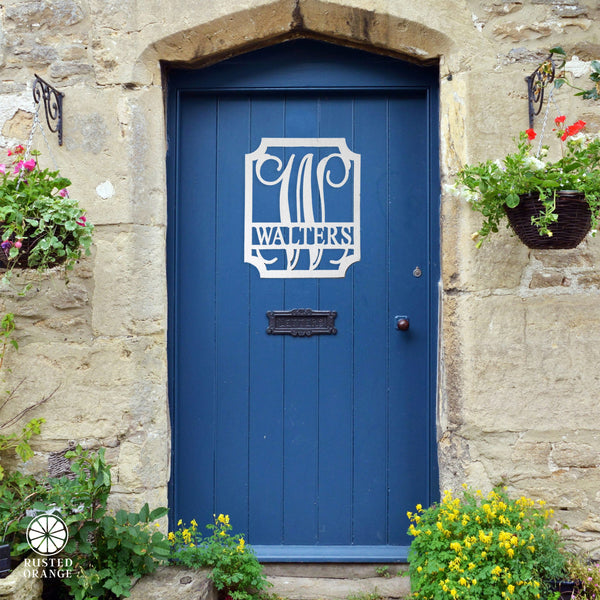 Rusted Orange Craftworks Co. Special Offer Embellished Monogram Metal Sign – Custom Last Name Wall Decor | Wedding Gift | Family Name Sign | Housewarming Gift