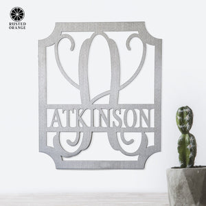 Rusted Orange Craftworks Co. Special Offer Embellished Monogram Metal Sign – Custom Last Name Wall Decor | Wedding Gift | Family Name Sign | Housewarming Gift