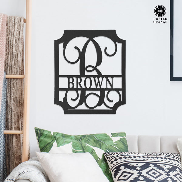 Rusted Orange Craftworks Co. Special Offer Embellished Monogram Metal Sign – Custom Last Name Wall Decor | Wedding Gift | Family Name Sign | Housewarming Gift