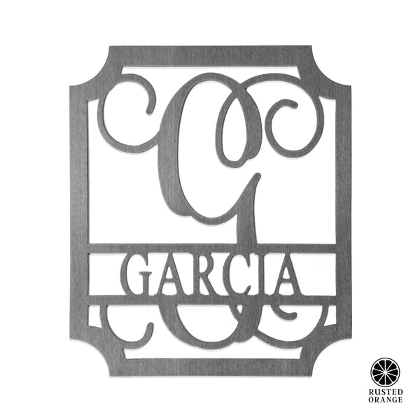 Rusted Orange Craftworks Co. Special Offer Embellished Monogram Metal Sign – Custom Last Name Wall Decor | Wedding Gift | Family Name Sign | Housewarming Gift