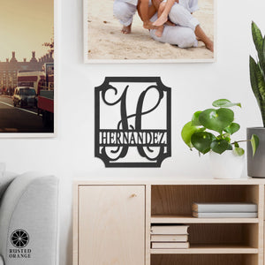 Rusted Orange Craftworks Co. Special Offer Embellished Monogram Metal Sign – Custom Last Name Wall Decor | Wedding Gift | Family Name Sign | Housewarming Gift