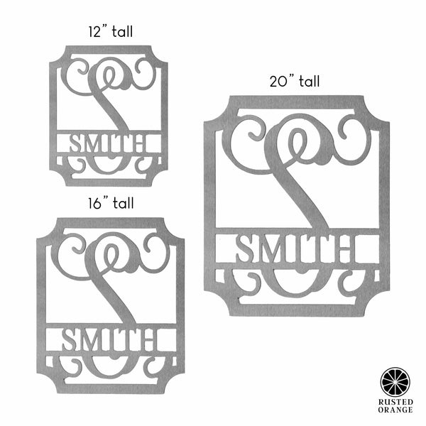 Rusted Orange Craftworks Co. Special Offer Embellished Monogram Metal Sign – Custom Last Name Wall Decor | Wedding Gift | Family Name Sign | Housewarming Gift