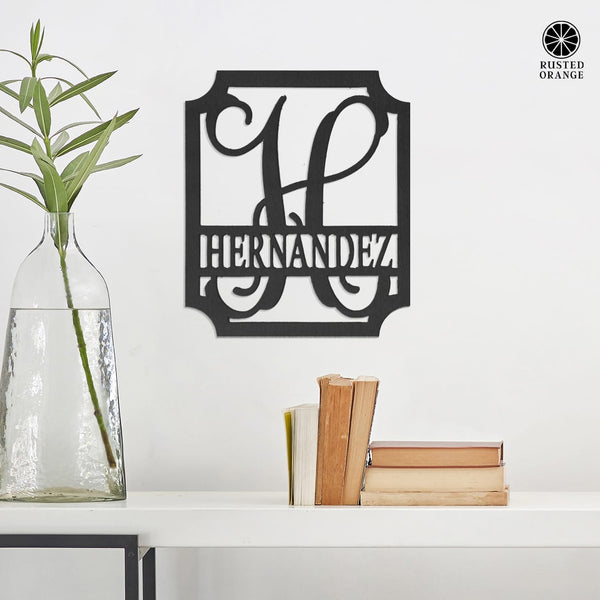 Rusted Orange Craftworks Co. Special Offer Embellished Monogram Metal Sign – Custom Last Name Wall Decor | Wedding Gift | Family Name Sign | Housewarming Gift