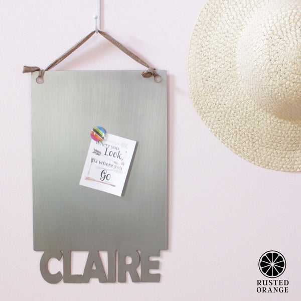 Rusted Orange Craftworks Co. Special Offer Magnet Board With Name - 2 sizes - Personalized Magnetic Board for Wall Decor