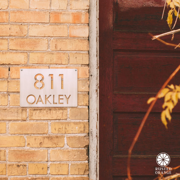 Rusted Orange Craftworks Co. Special Offer Modern Address Plaque - 4 Sizes - Personalized Address Plaque with Street Name and House Numbers