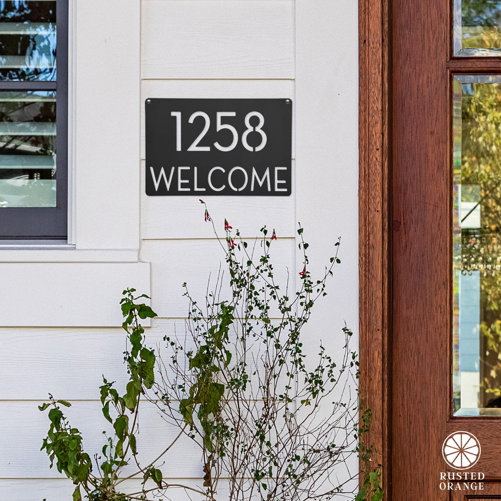 Rusted Orange Craftworks Co. Special Offer Modern Address Plaque - 4 Sizes - Personalized Address Plaque with Street Name and House Numbers