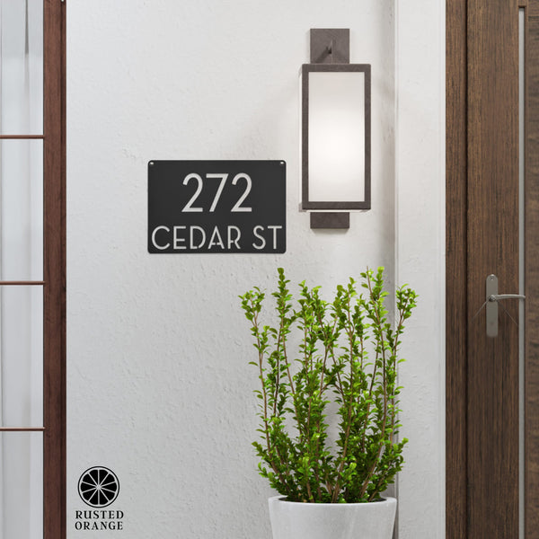 Rusted Orange Craftworks Co. Special Offer Modern Address Plaque - 4 Sizes - Personalized Address Plaque with Street Name and House Numbers