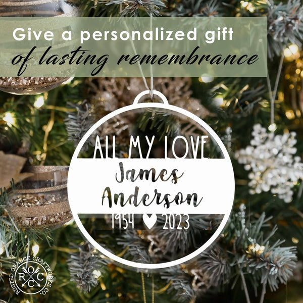 Rusted Orange Craftworks Co. Special Offer Personalized Memorial Ornament - In Memory Ornaments Personalized