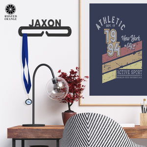 Rusted Orange Craftworks Co. Special Offer Ribbon Display Hanger - Personalized Sports Themed Tiered Ribbon or Award Holder
