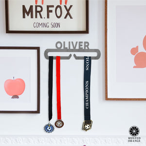Rusted Orange Craftworks Co. Special Offer Ribbon Display Hanger - Personalized Sports Themed Tiered Ribbon or Award Holder