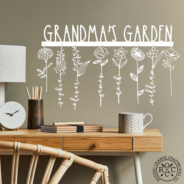 Rusted Orange Craftworks Co. Special Offer XL Our Family Garden - Personalized Birth Month Flowers Family Name Sign Mother's Day Gift