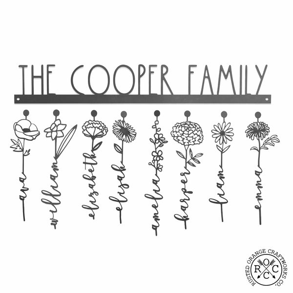 Rusted Orange Craftworks Co. Special Offer XL Our Family Garden - Personalized Birth Month Flowers Family Name Sign Mother's Day Gift