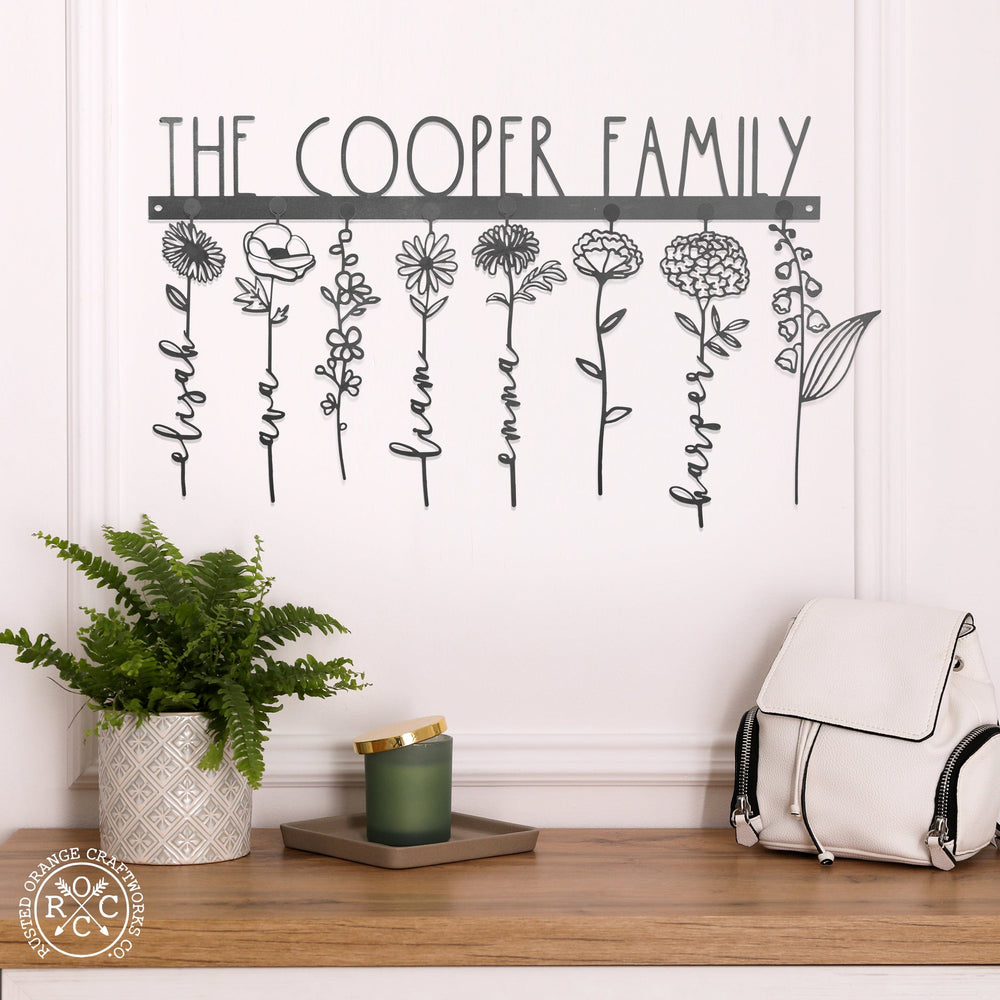 Rusted Orange Craftworks Co. Special Offer XL Our Family Garden - Personalized Birth Month Flowers Family Name Sign Mother's Day Gift
