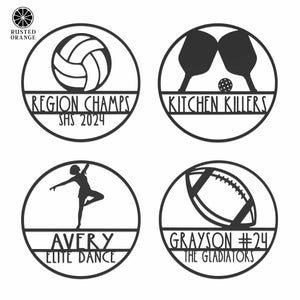 Rusted Orange Craftworks Co. Sporting Goods Personalized Sports Sign with Custom Name & Team – Athlete, Coach, or Team Gift for Wall or Tabletop
