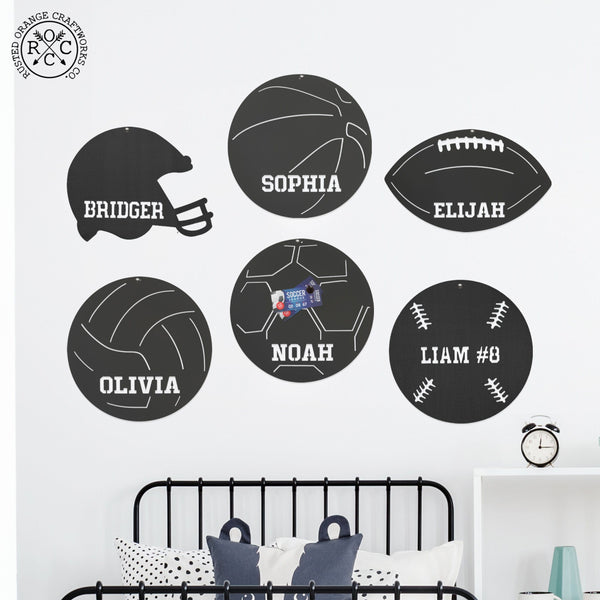 Rusted Orange Craftworks Co. Sporting Goods Sports Balls Magnetic Board - 6 Styles - Sports-themed Magnet Board For Wall