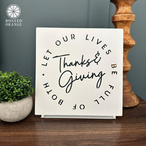Rusted Orange Craftworks Co. Thanks and Giving Tabletop Sign – Modern Thanksgiving Decor