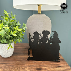 Rusted Orange Craftworks Co. Three Salem Sisters Tabletop Silhouette | Halloween Witch Trio Outline Décor | 9" Metal Standing Sign with Bendable Tab