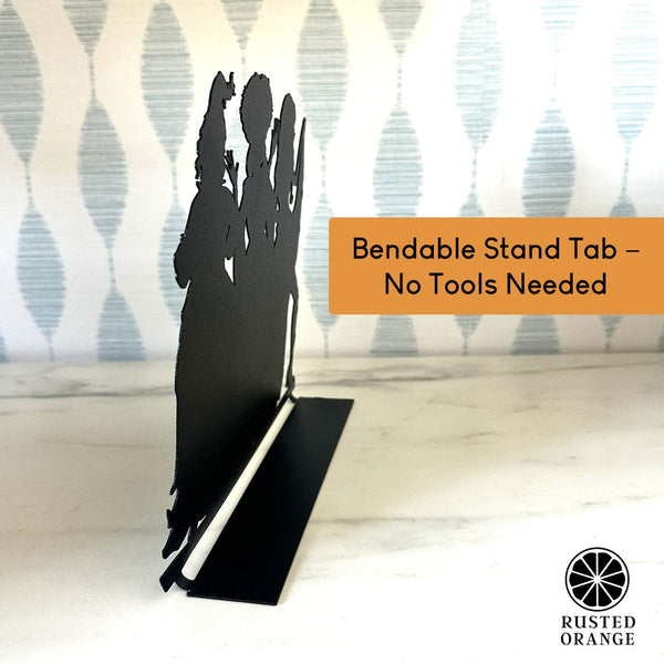 Rusted Orange Craftworks Co. Three Salem Sisters Tabletop Silhouette | Halloween Witch Trio Outline Décor | 9" Metal Standing Sign with Bendable Tab