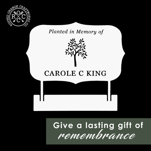 Rusted Orange Craftworks Co. Tree Memorial Plaque