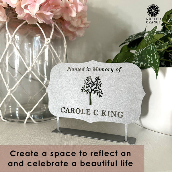 Rusted Orange Craftworks Co. Tree Memorial Plaque - Planted in Memory Of - Cemetery Decorations Grave Markers for Cemetery Memorial Plaques