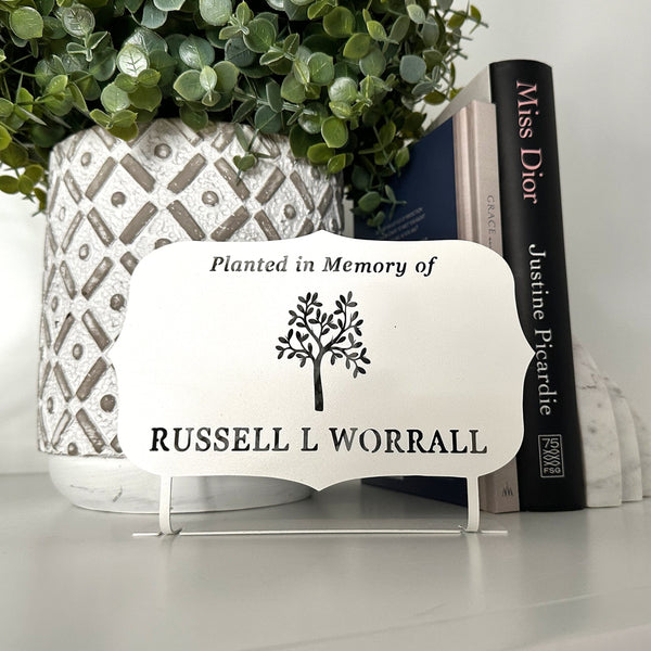 Rusted Orange Craftworks Co. Tree Memorial Plaque - Planted in Memory Of - Cemetery Decorations Grave Markers for Cemetery Memorial Plaques