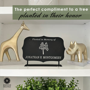 Rusted Orange Craftworks Co. Tree Memorial Plaque - Planted in Memory Of - Cemetery Decorations Grave Markers for Cemetery Memorial Plaques