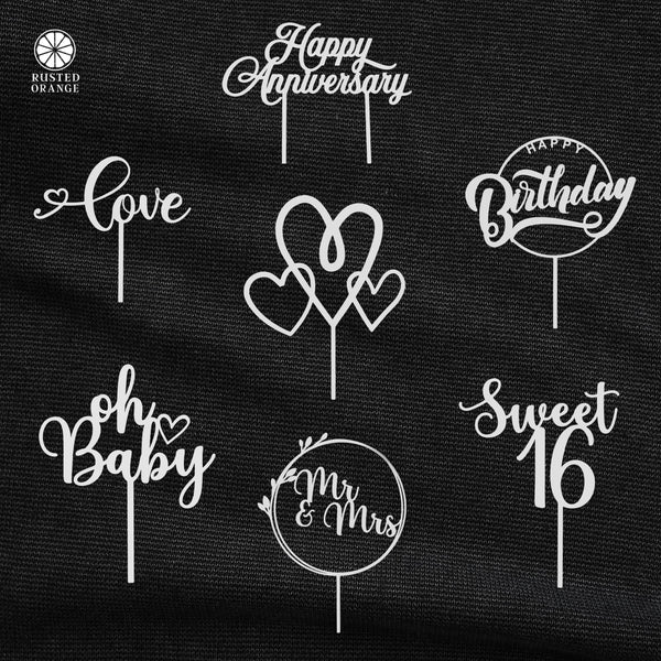 Rusted Orange Craftworks Co. Wedding Ceremony Supplies All Occasion Cake Topper - Personalized Cake Topper for Birthdays, Anniversaries, and Weddings