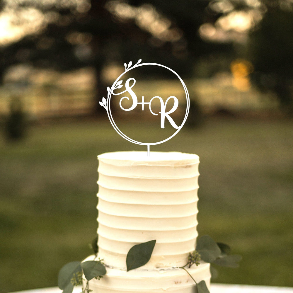 Rusted Orange Craftworks Co. Wedding Ceremony Supplies [COL] Custom Initial Wedding Cake Topper - Personalized Cake Topper for Weddings - Mr and Mrs Cake Topper Decorations Wedding Cake Toppers
