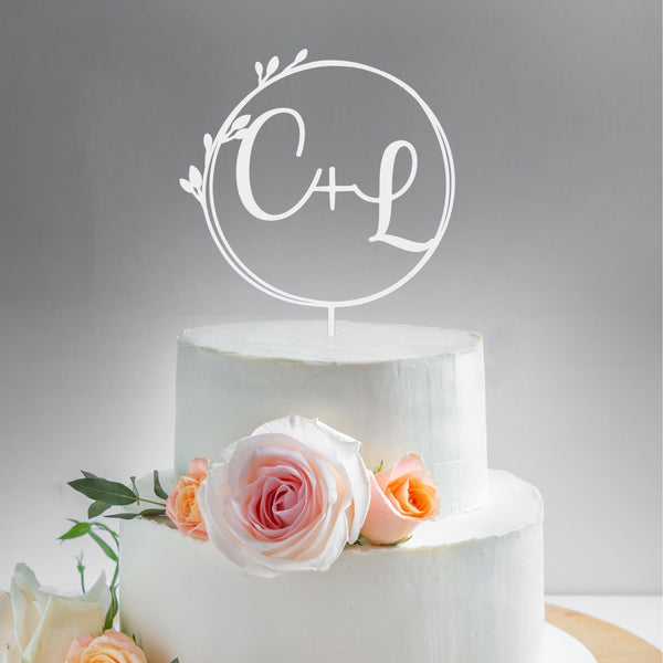 Rusted Orange Craftworks Co. Wedding Ceremony Supplies [COL] Custom Initial Wedding Cake Topper - Personalized Cake Topper for Weddings - Mr and Mrs Cake Topper Decorations Wedding Cake Toppers