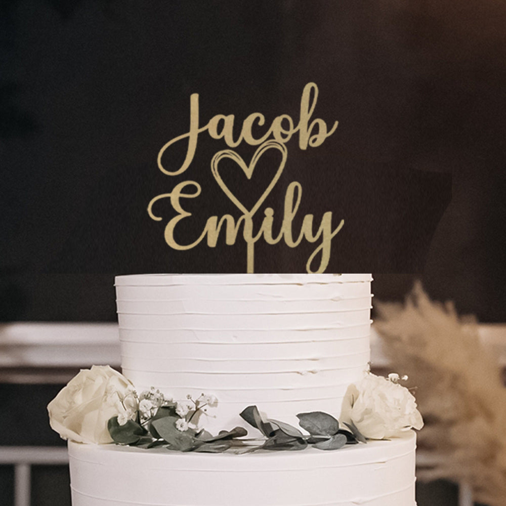 Rusted Orange Craftworks Co. Wedding Ceremony Supplies [COL] Wedding Cake Topper for Couples - Personalized Cake Topper for Anniversaries and Weddings - Mr and Mrs Cake Topper Decorations Wedding Cake Toppers