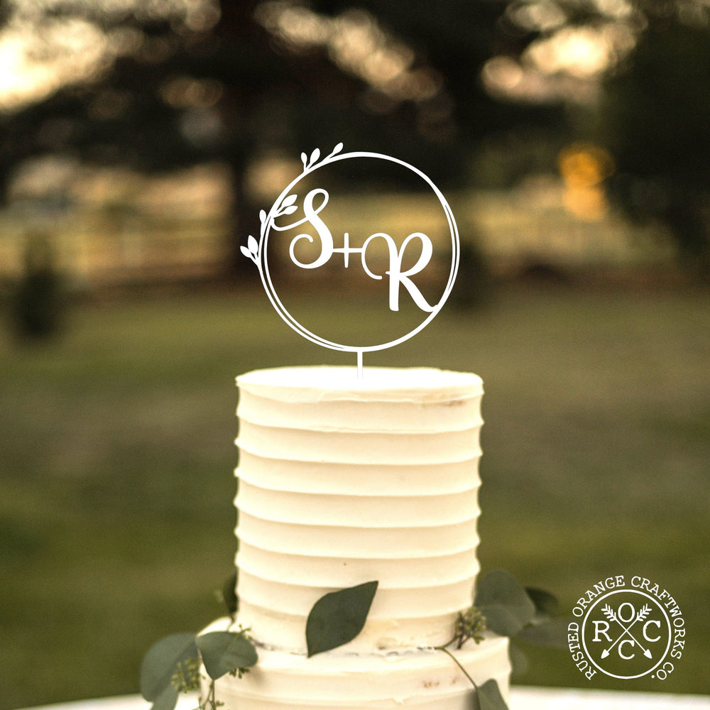 Rusted Orange Craftworks Co. Wedding Ceremony Supplies Custom Initial Wedding Cake Topper