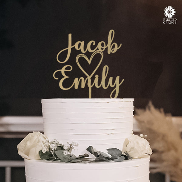 Rusted Orange Craftworks Co. Wedding Ceremony Supplies Wedding Cake Topper for Couples - Personalized Cake Topper for Anniversaries and Weddings - Mr and Mrs Cake Topper Decorations Wedding Cake Toppers