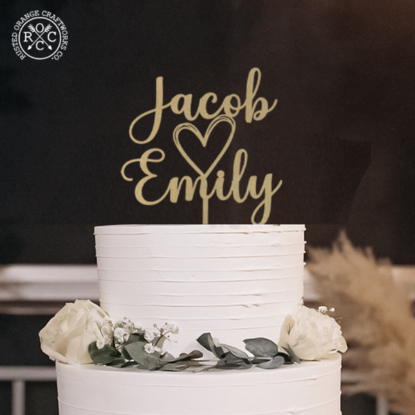Rusted Orange Craftworks Co. Wedding Ceremony Supplies Wedding Cake Topper for Couples - Personalized Cake Topper for Anniversaries and Weddings - Mr and Mrs Cake Topper Decorations Wedding Cake Toppers