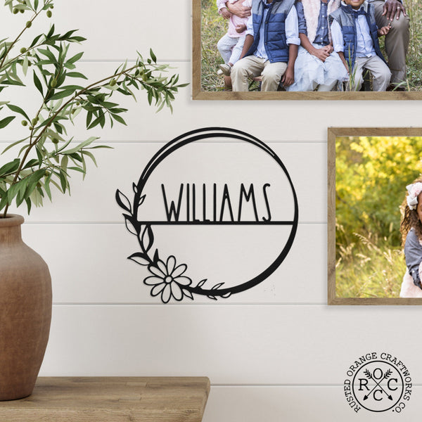 Rusted Orange Craftworks Co. Wreath & Floral Frames Flower Shop Collection - Personalized Family Custom Name Wall Sign for Wreath